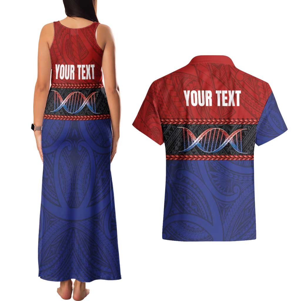 Personalised Samoan DNA-Proud of Samoa Couples Matching Tank Maxi Dress and Hawaiian Shirt Polynesian Patterns - Polynesian Pride