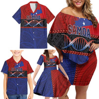 Personalised Samoan DNA-Proud of Samoa Family Matching Off Shoulder Short Dress and Hawaiian Shirt Polynesian Patterns LT03 - Polynesian Pride