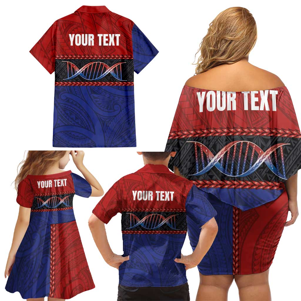 Personalised Samoan DNA-Proud of Samoa Family Matching Off Shoulder Short Dress and Hawaiian Shirt Polynesian Patterns LT03 - Polynesian Pride