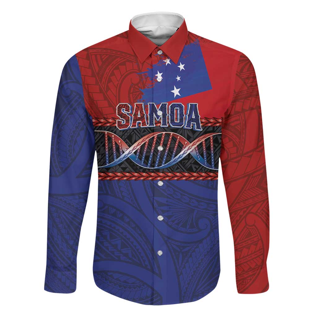 Personalised Samoan DNA-Proud of Samoa Family Matching Off Shoulder Short Dress and Hawaiian Shirt Polynesian Patterns LT03 Dad's Shirt - Long Sleeve Multicolor - Polynesian Pride