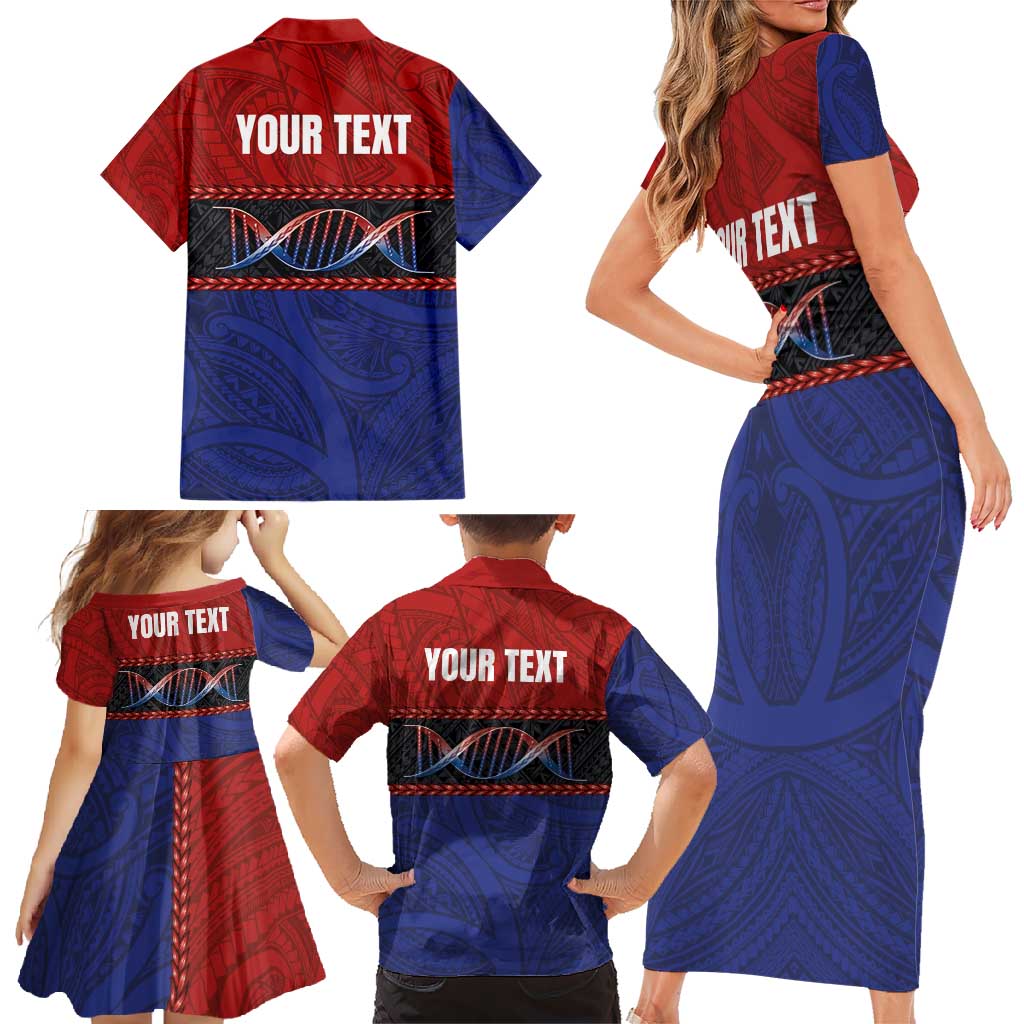 Personalised Samoan DNA-Proud of Samoa Family Matching Short Sleeve Bodycon Dress and Hawaiian Shirt Polynesian Patterns - Polynesian Pride