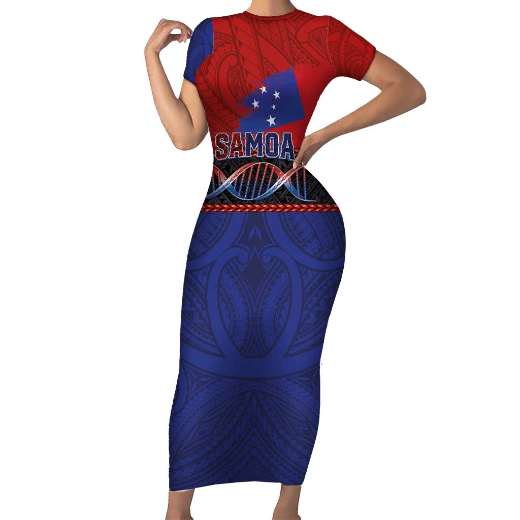 Personalised Samoan DNA-Proud of Samoa Family Matching Short Sleeve Bodycon Dress and Hawaiian Shirt Polynesian Patterns - Polynesian Pride