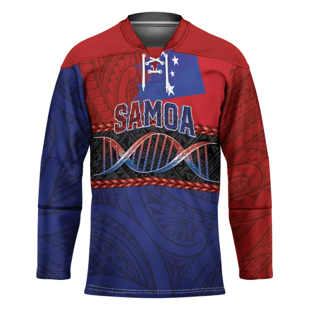 Personalised Samoan DNA-Proud of Samoa Hockey Jersey Polynesian Patterns - Polynesian Pride