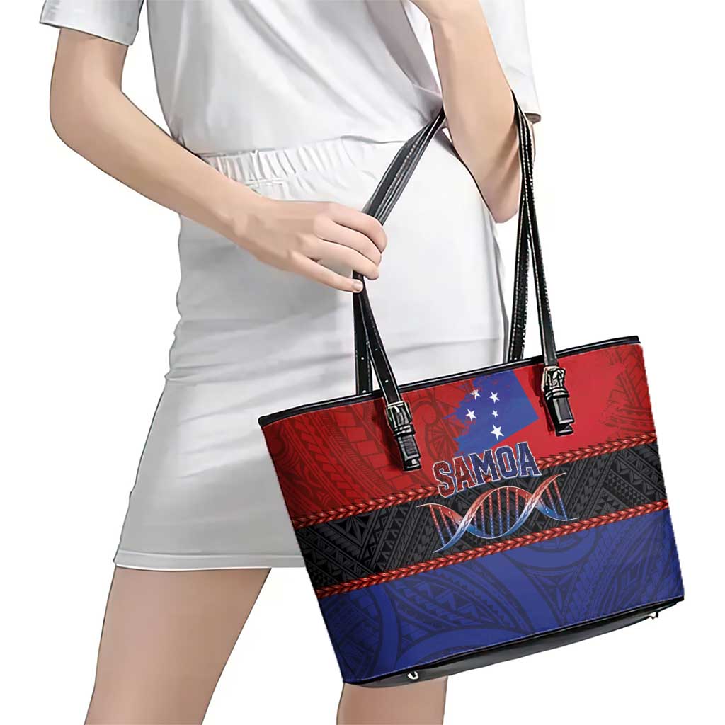 Samoan DNA-Proud of Samoa Leather Tote Bag Polynesian Patterns - Polynesian Pride
