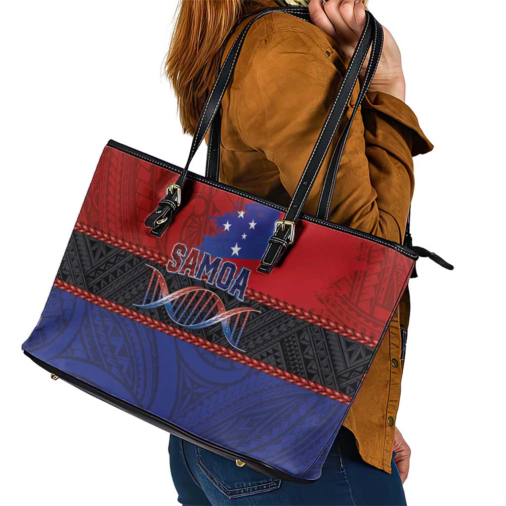 Samoan DNA-Proud of Samoa Leather Tote Bag Polynesian Patterns - Polynesian Pride