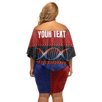Personalised Samoan DNA-Proud of Samoa Off Shoulder Short Dress Polynesian Patterns - Polynesian Pride