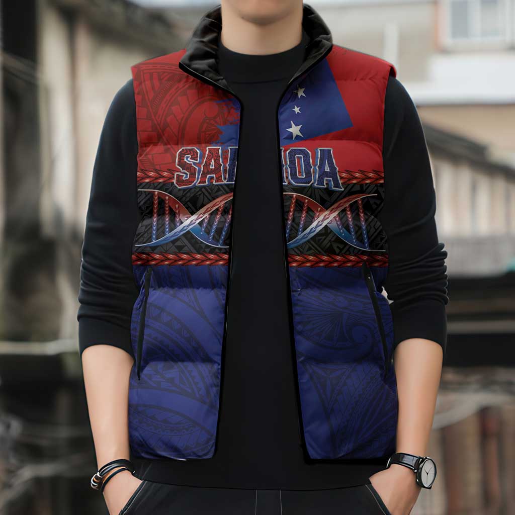 Personalised Samoan DNA-Proud of Samoa Sleeveless Puffer Jacket Polynesian Patterns - Polynesian Pride
