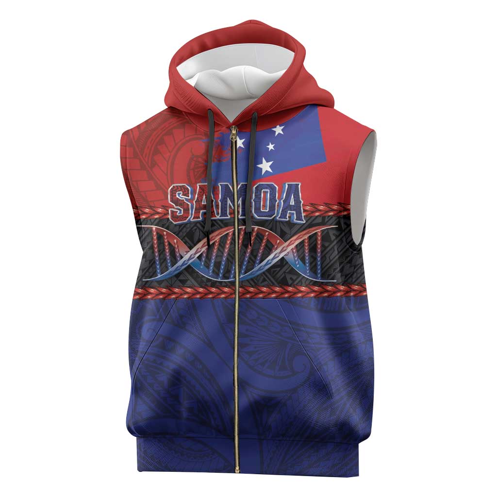 Personalised Samoan DNA-Proud of Samoa Sleeveless Zip Hoodie Polynesian Patterns - Polynesian Pride