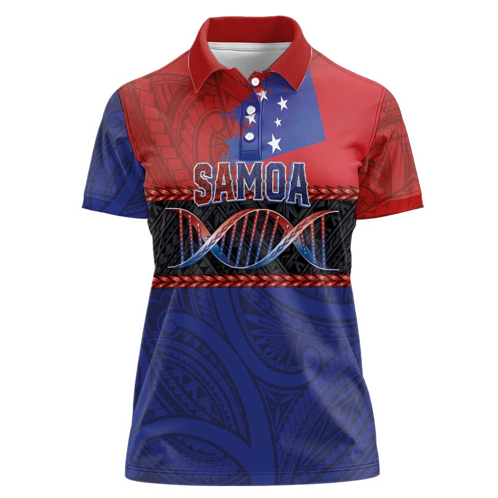 Personalised Samoan DNA-Proud of Samoa Women Polo Shirt Polynesian Patterns - Polynesian Pride