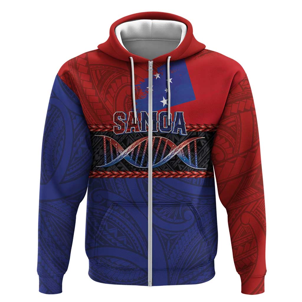Personalised Samoan DNA-Proud of Samoa Zip Hoodie Polynesian Patterns - Polynesian Pride