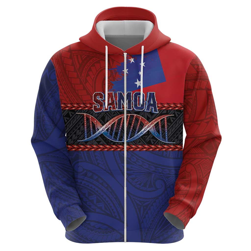 Personalised Samoan DNA-Proud of Samoa Zip Hoodie Polynesian Patterns - Polynesian Pride