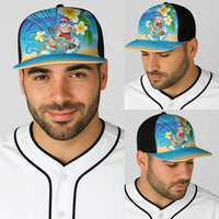 Polynesian Merry Christmas Baseball Net Cap Funny Santa with Sea Turtle Beach and Plumeria - Polynesian Pride