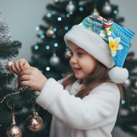 Polynesian Merry Christmas Santa Hat Funny Santa with Sea Turtle on Beach and Plumeria - Polynesian Pride