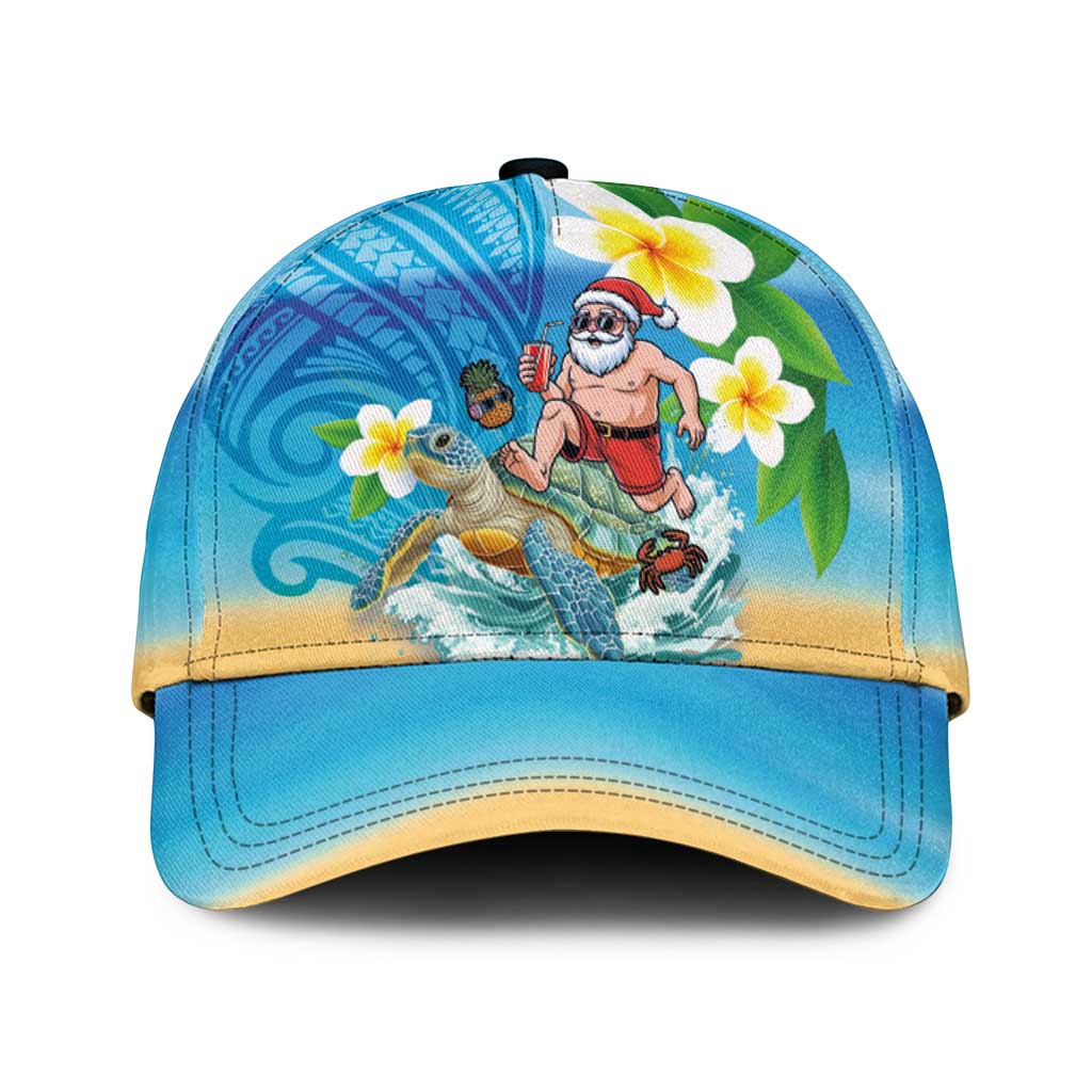 Polynesian Merry Christmas Classic Cap Funny Santa with Sea Turtle Beach and Plumeria - Polynesian Pride