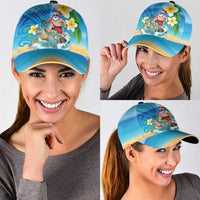 Polynesian Merry Christmas Classic Cap Funny Santa with Sea Turtle Beach and Plumeria - Polynesian Pride