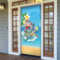 Polynesian Merry Christmas Door Cover Funny Santa with Sea Turtle Beach Plumeria - Polynesian Pride
