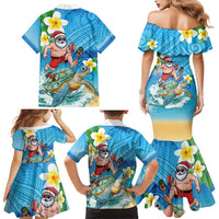 Polynesian Merry Christmas Family Matching Mermaid Dress and Hawaiian Shirt Funny Santa with Sea Turtle Beach Plumeria - Polynesian Pride