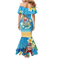 Polynesian Merry Christmas Family Matching Mermaid Dress and Hawaiian Shirt Funny Santa with Sea Turtle Beach Plumeria - Polynesian Pride