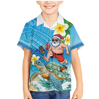 Polynesian Merry Christmas Family Matching Mermaid Dress and Hawaiian Shirt Funny Santa with Sea Turtle Beach Plumeria - Polynesian Pride