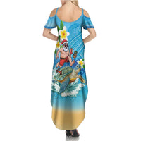 Polynesian Merry Christmas Family Matching Summer Maxi Dress and Hawaiian Shirt Funny Santa with Sea Turtle Beach Plumeria - Polynesian Pride