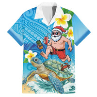 Polynesian Merry Christmas Hawaiian Shirt Funny Santa with Sea Turtle Beach Plumeria - Polynesian Pride