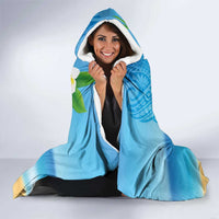 Polynesian Merry Christmas Hooded Blanket Funny Santa with Sea Turtle Beach Plumeria - Polynesian Pride