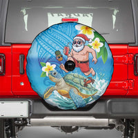Polynesian Merry Christmas Spare Tire Cover Funny Santa with Sea Turtle Beach Plumeria - Polynesian Pride