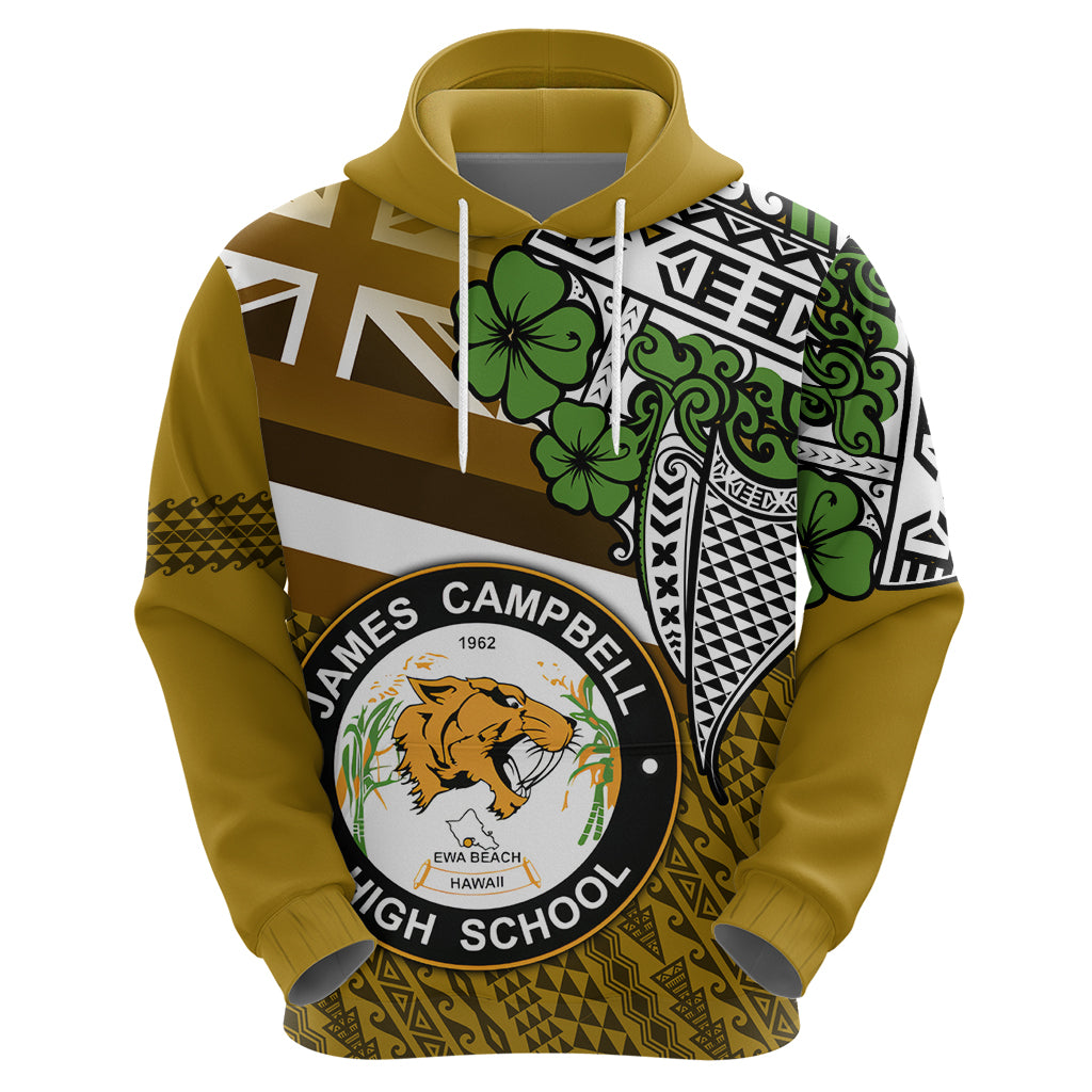 Hawaii James Campbell High School Hoodie Kakau Pattern Gold Color Version LT03 - Polynesian Pride