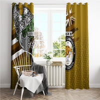 Hawaii James Campbell High School Window Curtain Kakau Pattern Gold Color Version LT03 - Polynesian Pride
