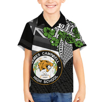 Hawaii James Campbell High School Family Matching Puletasi Dress and Hawaiian Shirt Kakau Pattern Black Version LT03 Son's Shirt Black - Polynesian Pride