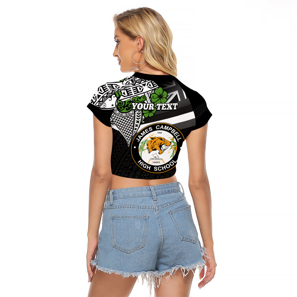 Hawaii James Campbell High School Raglan Cropped T Shirt Kakau Pattern Black Version LT03 - Polynesian Pride
