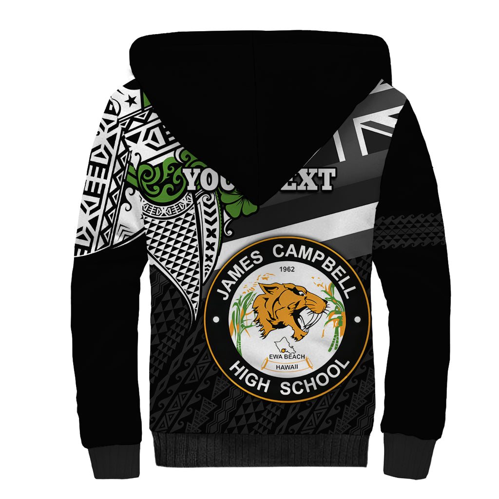 Hawaii James Campbell High School Sherpa Hoodie Kakau Pattern Black Version LT03 - Polynesian Pride