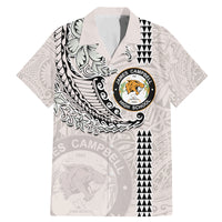 Custom Hawaii James Campbell High School Family Matching Mermaid Dress and Hawaiian Shirt Tribal Kakau Pattern LT03 Dad's Shirt - Short Sleeve White - Polynesian Pride