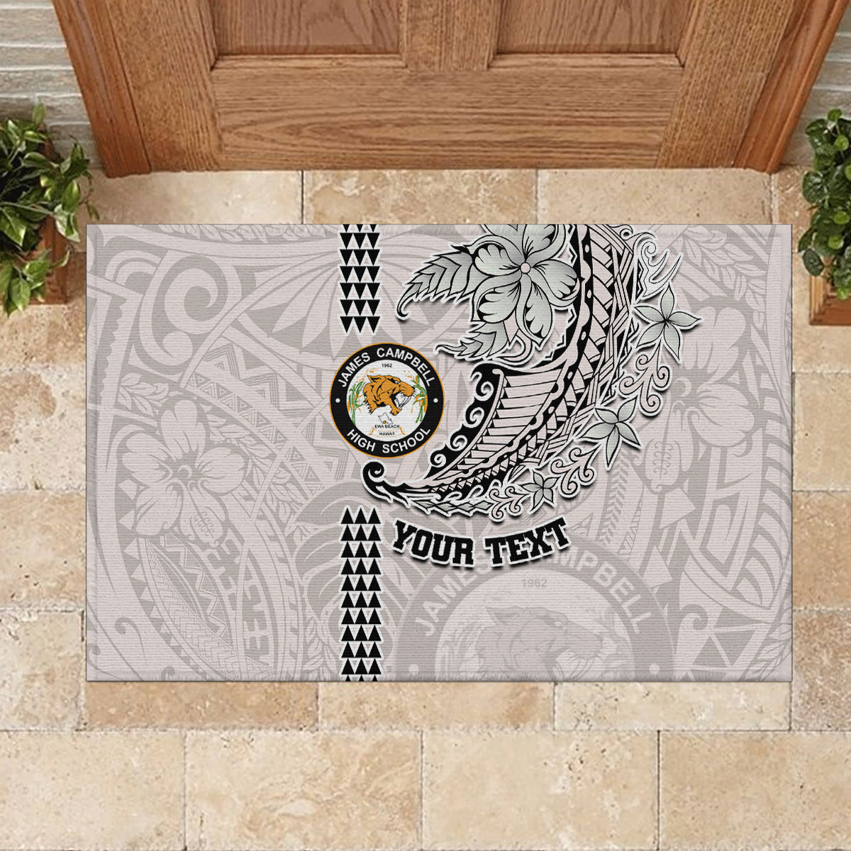 Custom Hawaii James Campbell High School Rubber Doormat Tribal Kakau Pattern LT03 - Polynesian Pride