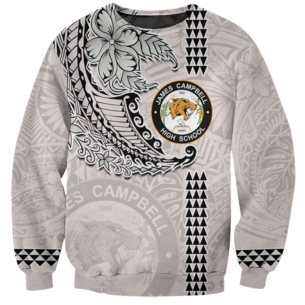 Custom Hawaii James Campbell High School Sweatshirt Tribal Kakau Pattern LT03 Unisex White - Polynesian Pride