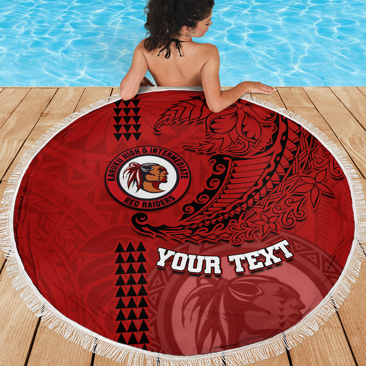 Hawaii Kahuku High & Intermediate School Beach Blanket Tribal Kakau Pattern LT03 - Polynesian Pride