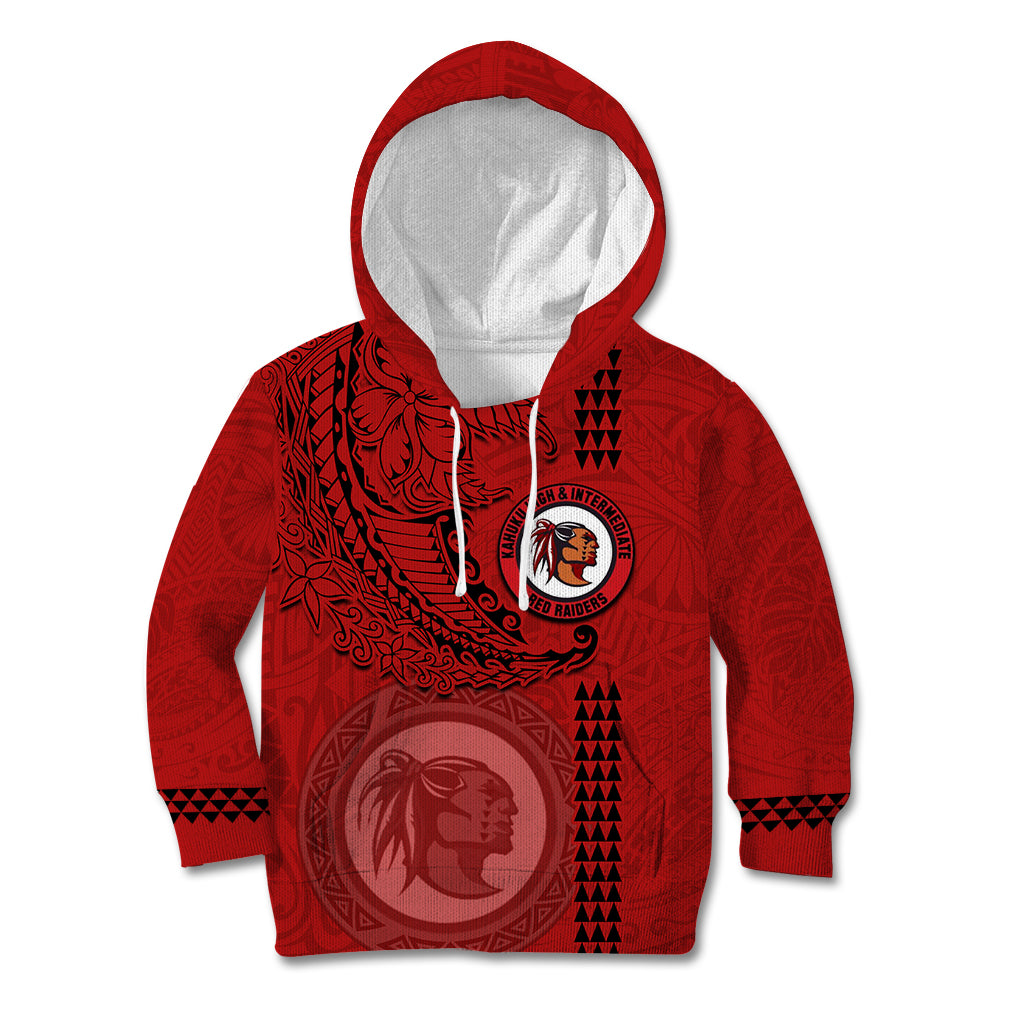Hawaii Kahuku High & Intermediate School Kid Hoodie Tribal Kakau Pattern LT03 Hoodie Red - Polynesian Pride