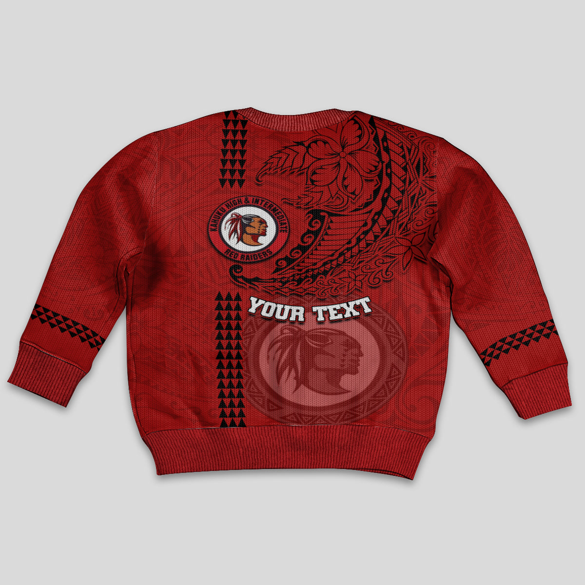 Hawaii Kahuku High & Intermediate School Kid Ugly Christmas Sweater Tribal Kakau Pattern LT03 - Polynesian Pride