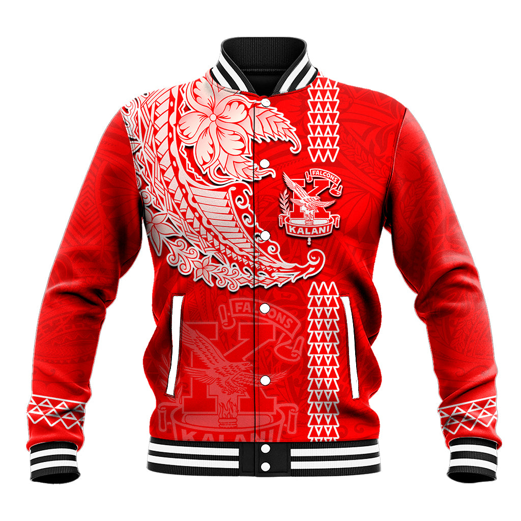 Hawaii Kalani High School Baseball Jacket Tribal Kakau Pattern LT03 Unisex Red - Polynesian Pride