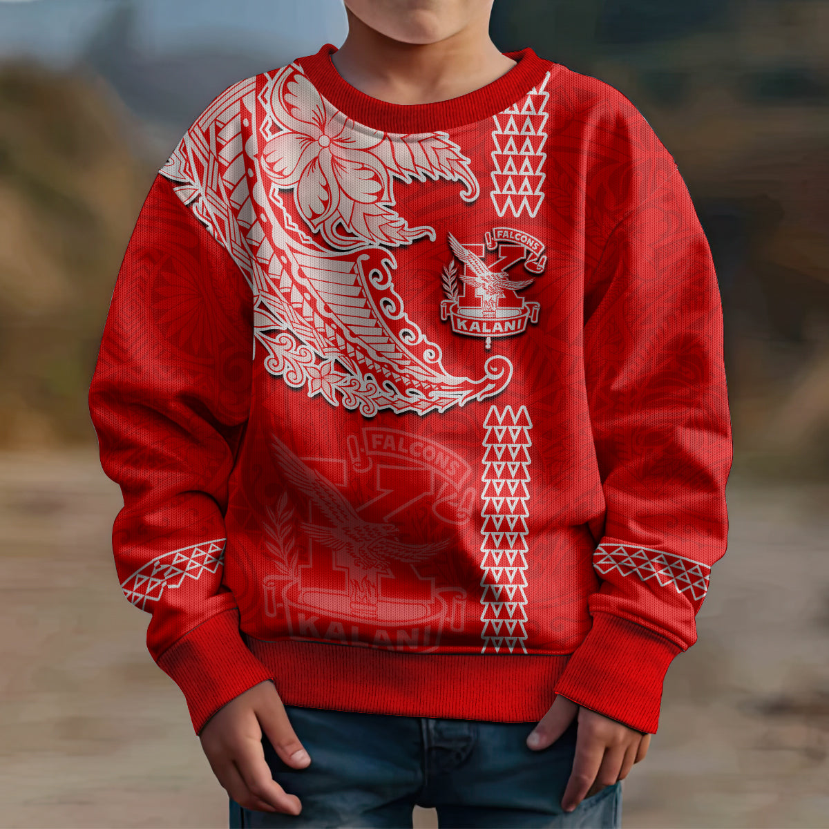 Hawaii Kalani High School Kid Ugly Christmas Sweater Tribal Kakau Pattern LT03 - Polynesian Pride