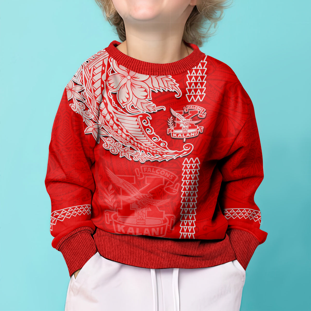 Hawaii Kalani High School Kid Ugly Christmas Sweater Tribal Kakau Pattern LT03 - Polynesian Pride