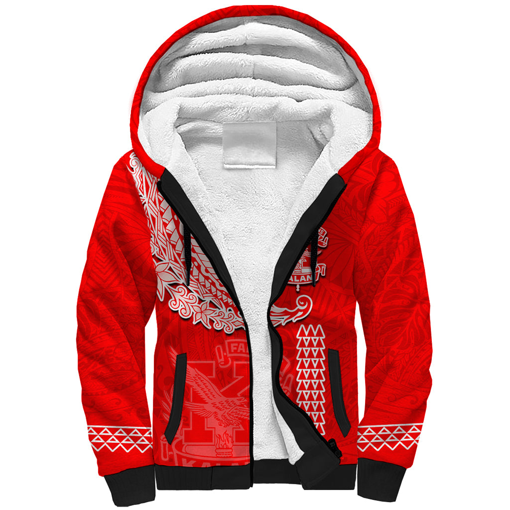 Hawaii Kalani High School Sherpa Hoodie Tribal Kakau Pattern LT03 Unisex Red - Polynesian Pride