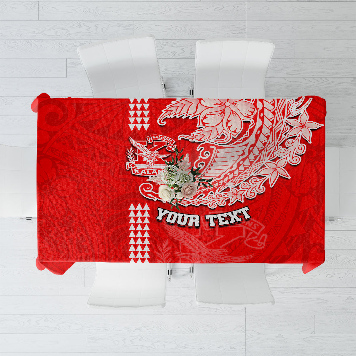Hawaii Kalani High School Tablecloth Tribal Kakau Pattern LT03 Red - Polynesian Pride