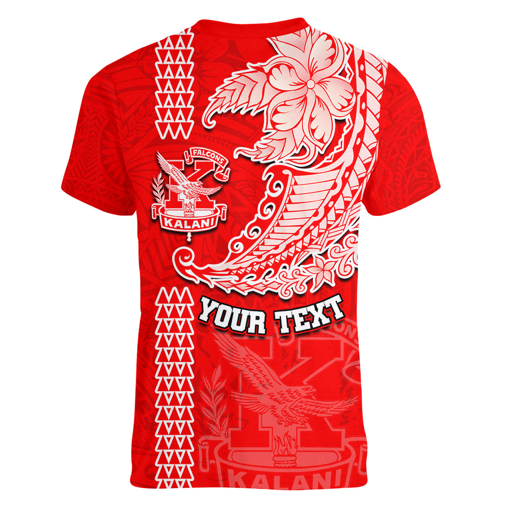 Hawaii Kalani High School Women V Neck T Shirt Tribal Kakau Pattern LT03 - Polynesian Pride