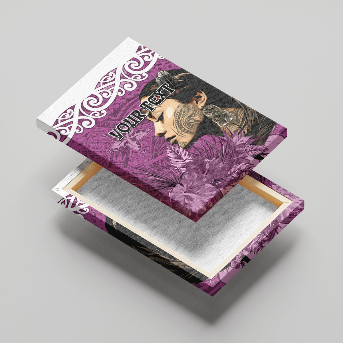 Custom New Zealand Womens Day Canvas Wall Art Traditional Maori Woman Polynesian Pattern Pink Color LT03 - Polynesian Pride