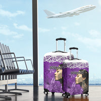 Custom New Zealand Womens Day Luggage Cover Traditional Maori Woman Polynesian Pattern Purple Color LT03 - Polynesian Pride
