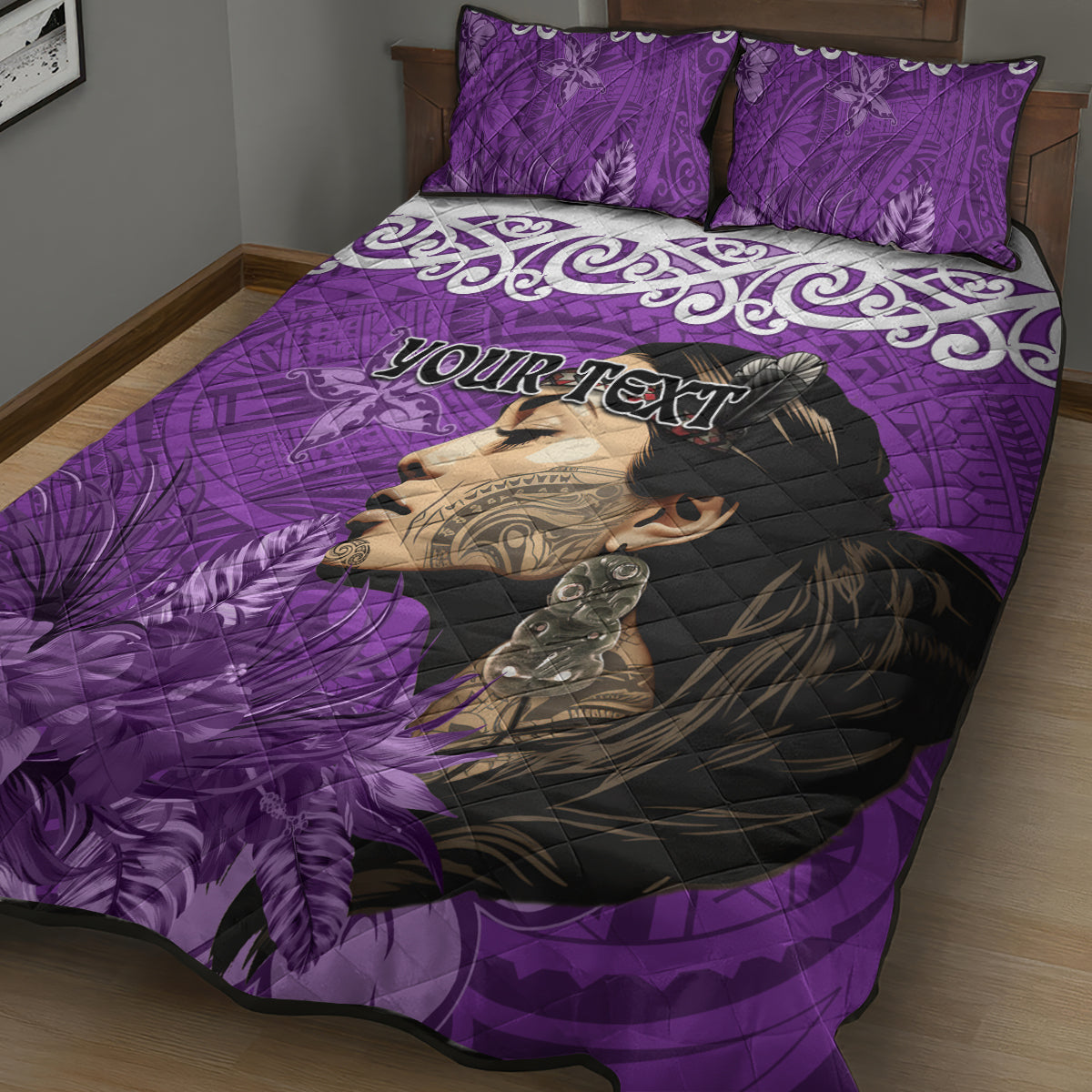 Custom New Zealand Womens Day Quilt Bed Set Traditional Maori Woman Polynesian Pattern Purple Color LT03 - Polynesian Pride