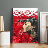 Custom New Zealand Womens Day Canvas Wall Art Traditional Maori Woman Polynesian Pattern Red Color LT03 - Polynesian Pride