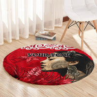 Custom New Zealand Womens Day Round Carpet Traditional Maori Woman Polynesian Pattern Red Color LT03 - Polynesian Pride