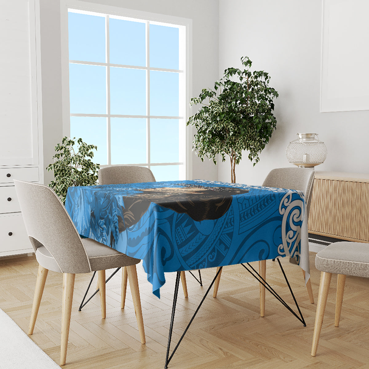 Custom New Zealand Womens Day Tablecloth Traditional Maori Woman Polynesian Pattern Blue Color LT03 - Polynesian Pride